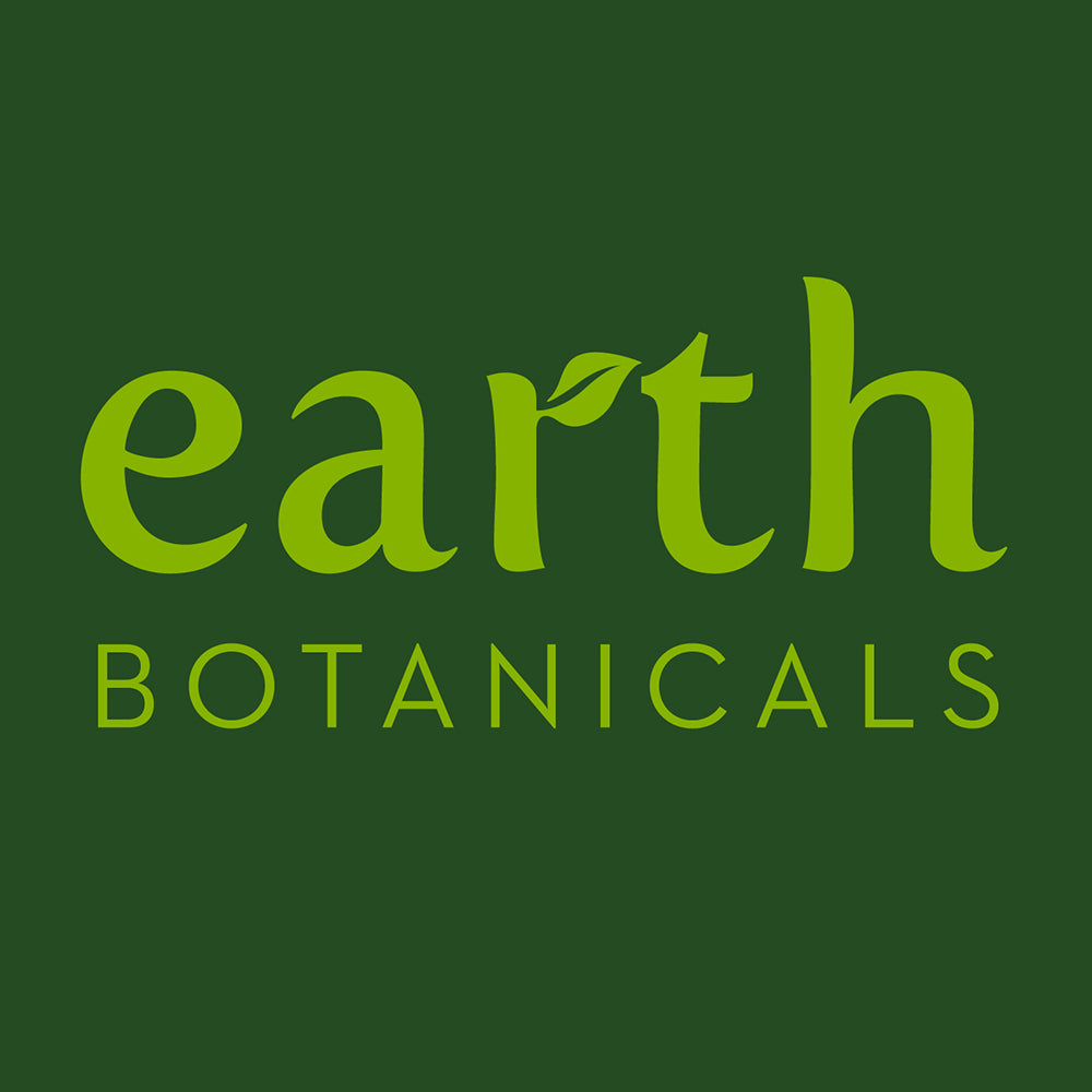 Earth Botanicals Logo on a dark green background