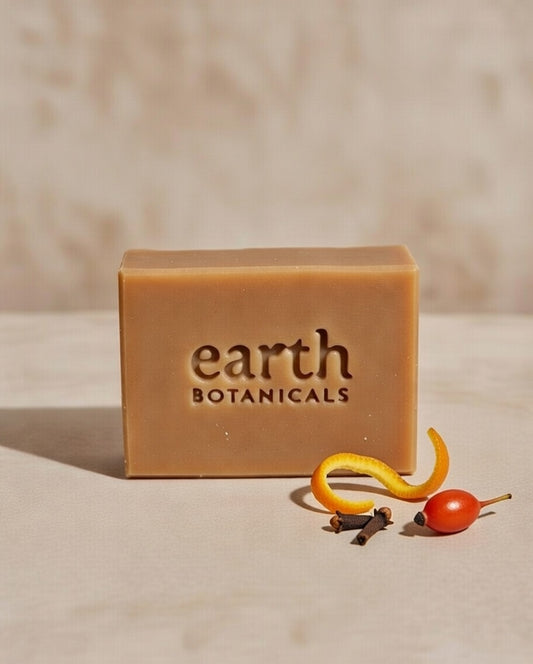 Aurora sweet orange, cypress and clove bud natural soap bar with rosehip and orange rind handmade in Brighton