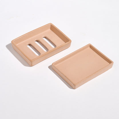 Old Terracotta Jesmonite soap dish with tray on a white background.