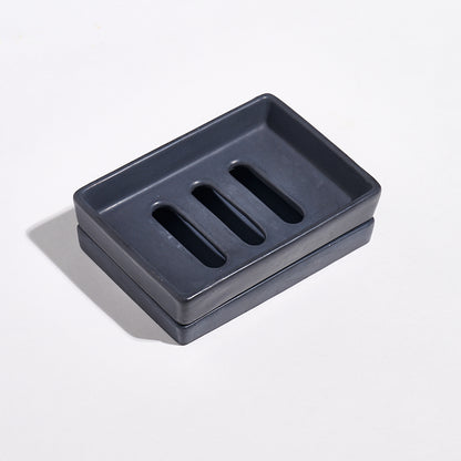 Charcoal Black Jesmonite soap dish with drainage tray handmade in Brighton — eco friendly soap dish UK