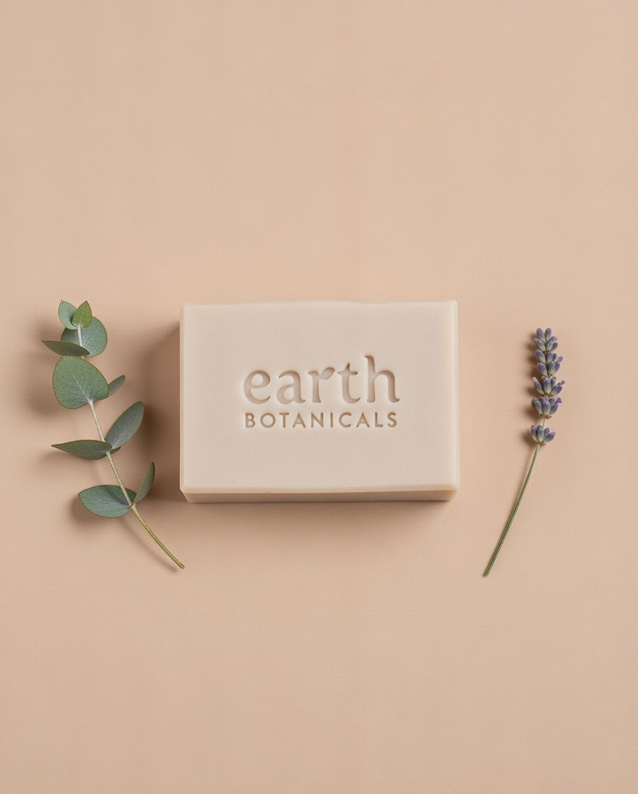 Whist lavender eucalyptus and tea tree natural soap bar with fresh lavender and eucalyptus handmade in Brighton